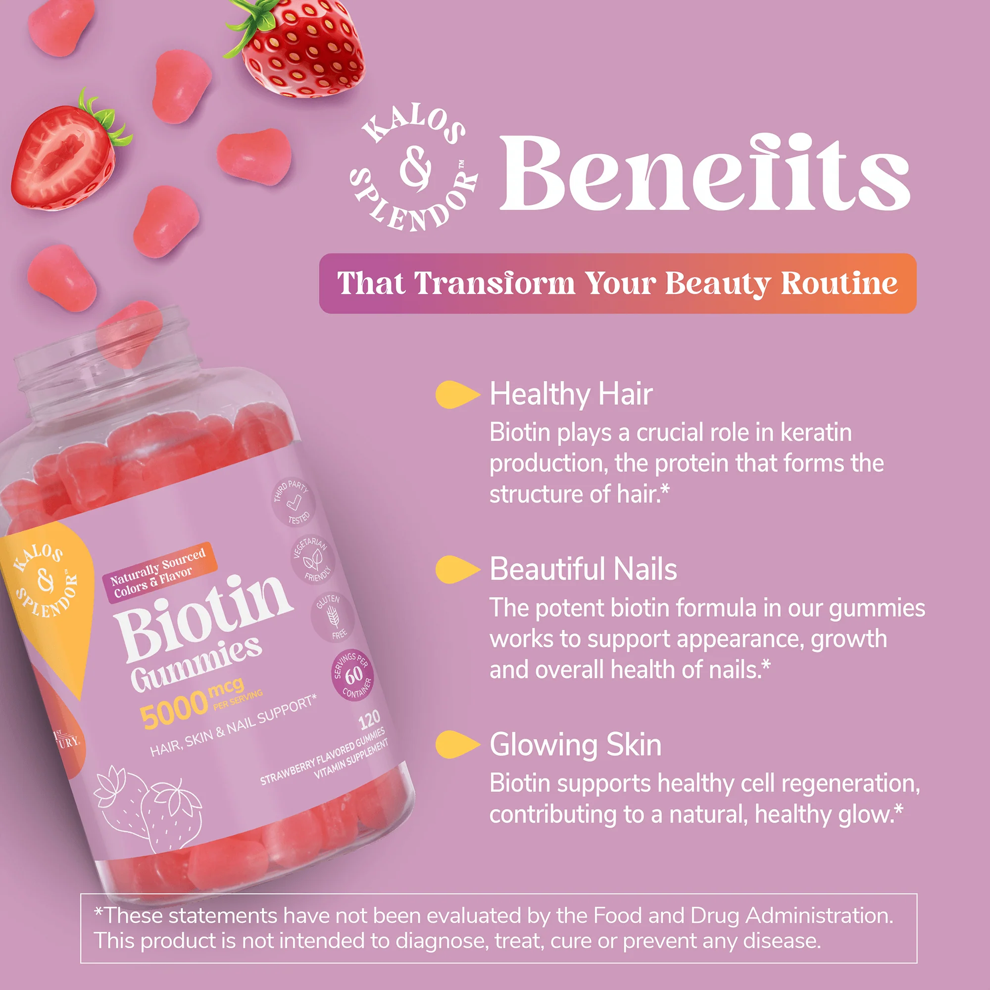 Kalos & Splendor Biotin Gummies 5000 mcg - Image 7